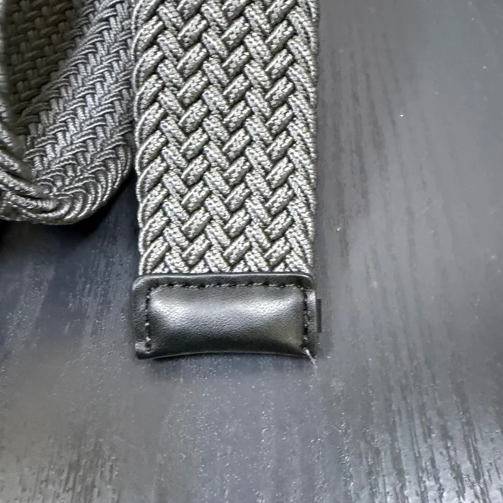 Nike Mens Woven Stretch Belt Gray Braided Golf Athletic Swoosh Logo Buckle w-38